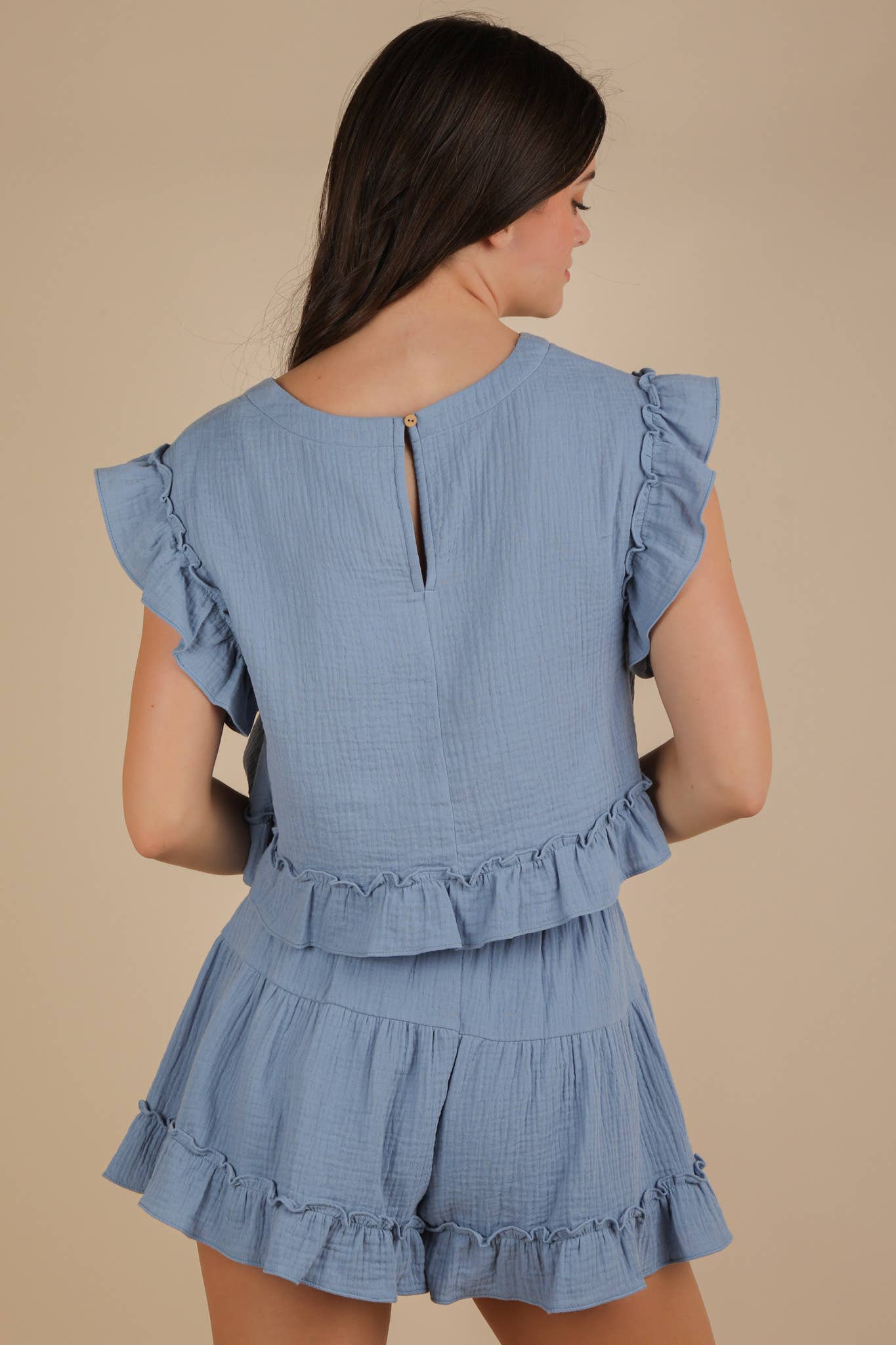Ruffled Top & Shorts Set