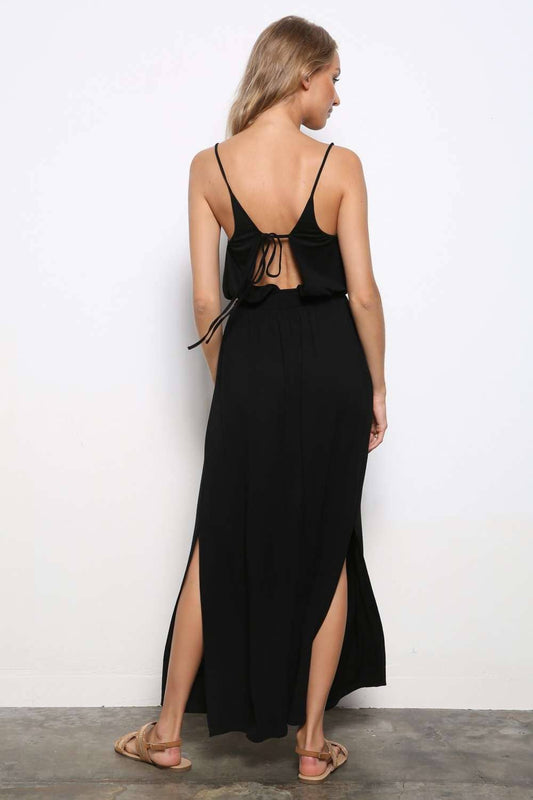 JERSEY CAMI STRAPPY BACK SIDE SLITTED MAXI KNIT