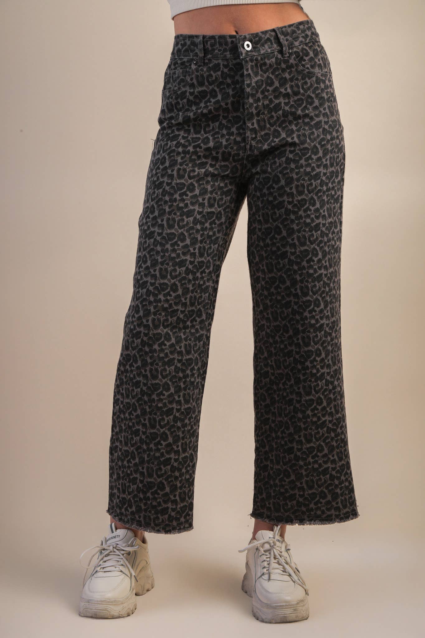 Leopard Printed Marine Straight Pants
