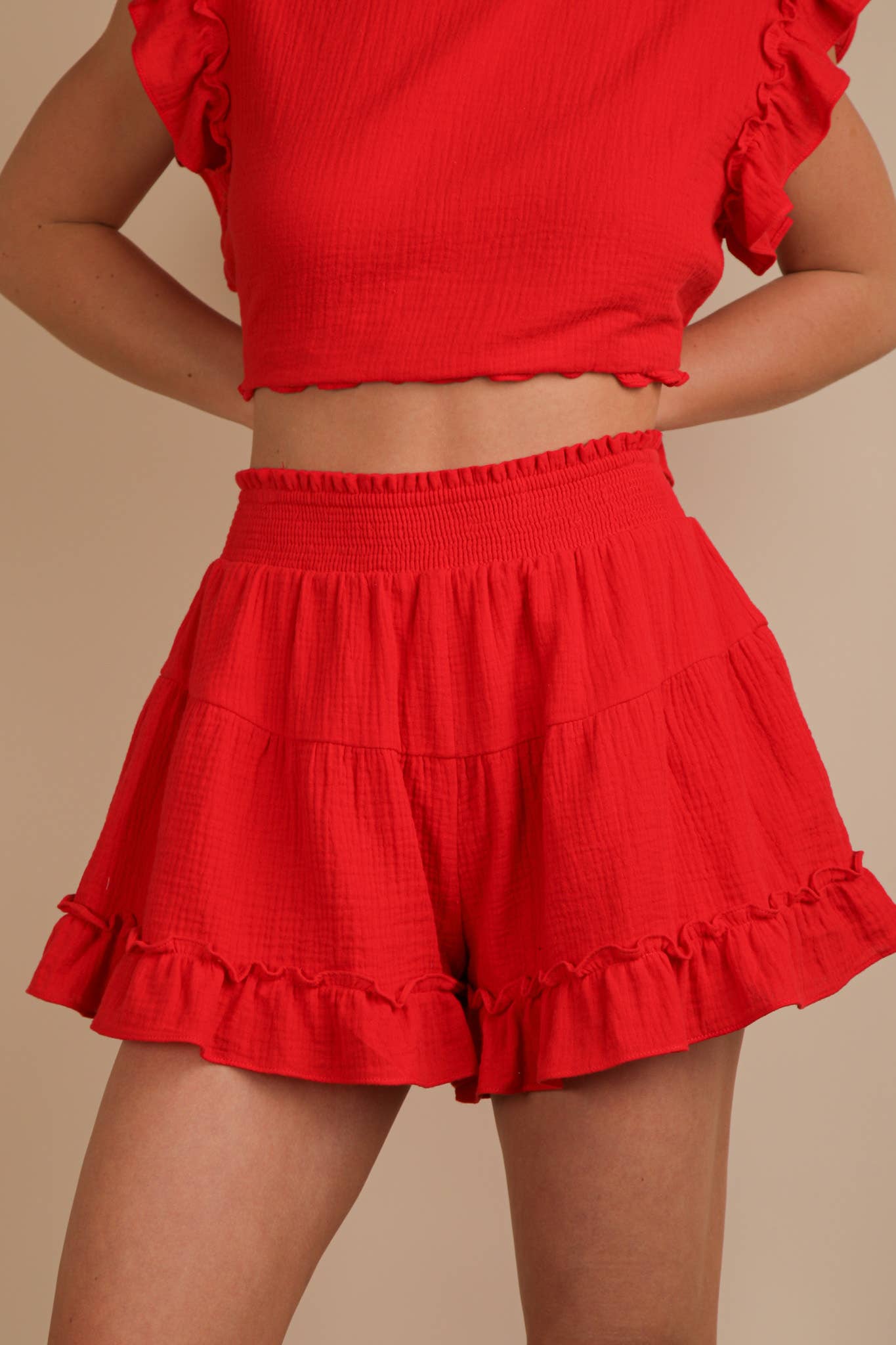 Ruffled Top & Shorts Set