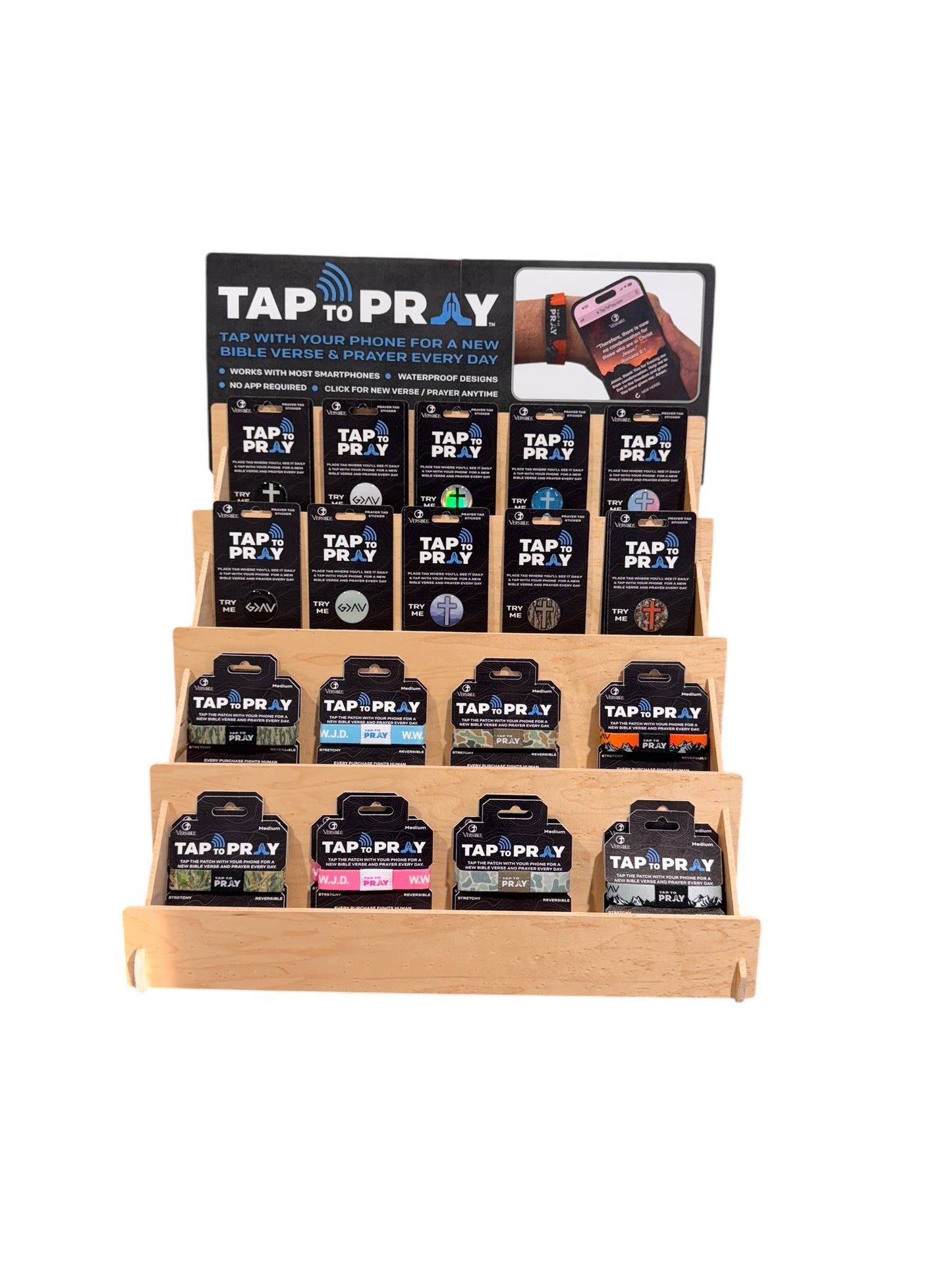 Tap To Pray™ Wristbands - Blue & Pink WWJD