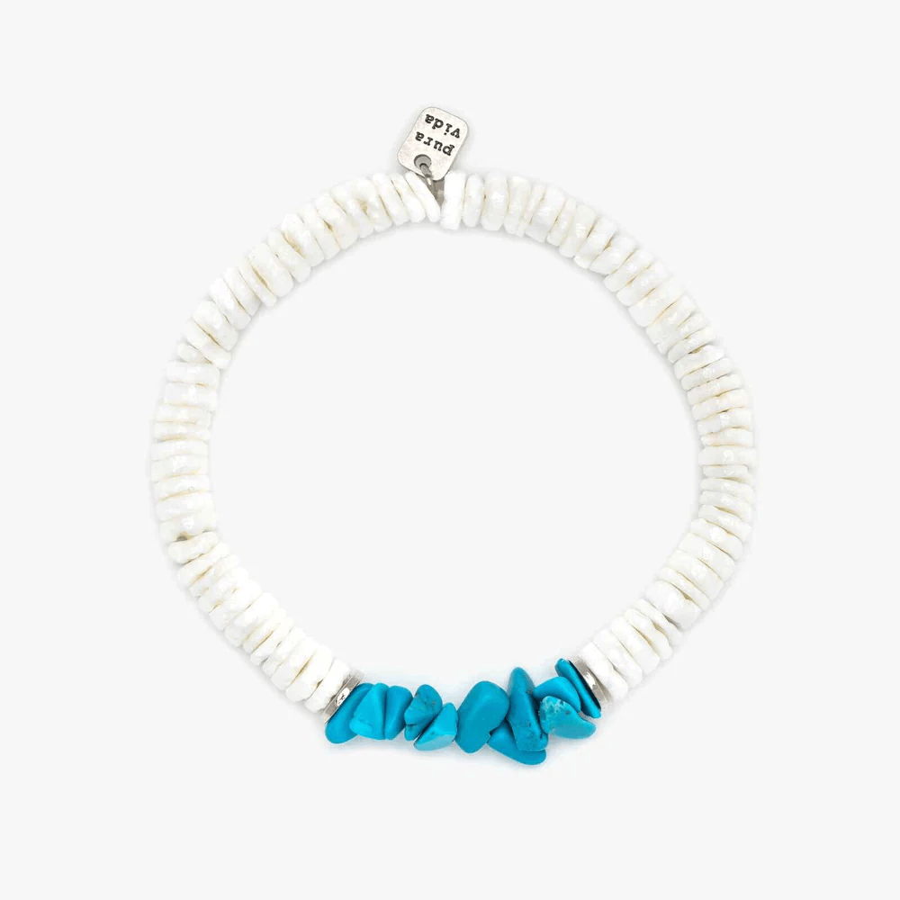 Puka Shell Turquoise Chip Bracelet - The Salty Mare
