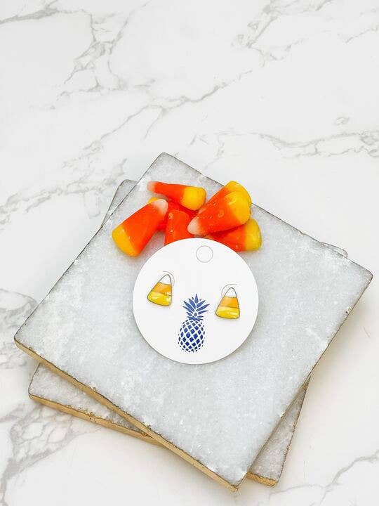 Candy Corn Enamel Stud Earrings - The Salty Mare