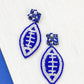 Glitzy Post Football Dangle Earrings - Navy Blue & White - The Salty Mare