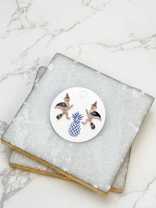 Halloween Flamingo Signature Enamel Stud Earrings - Witch - The Salty Mare