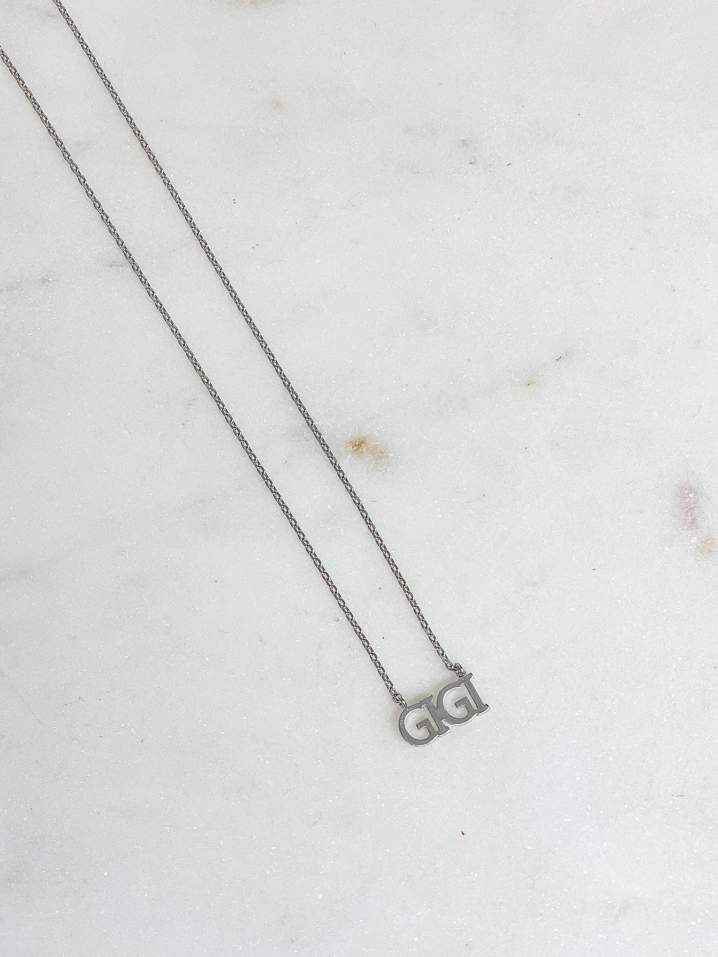 'GIGI' White Gold Pendant Necklace - The Salty Mare
