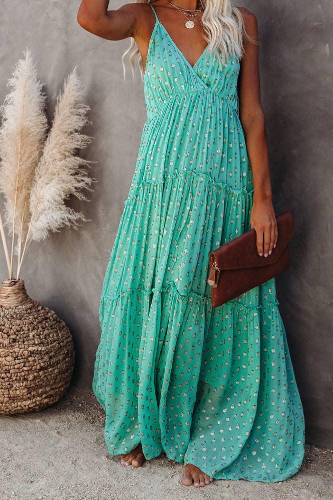 Floral Ruffle Slip Maxi Dress - The Salty Mare