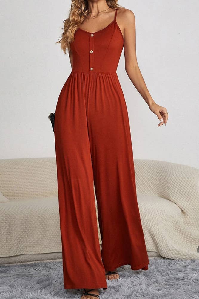 Miranda Wide Leg Button Jumpsuit - The Salty Mare