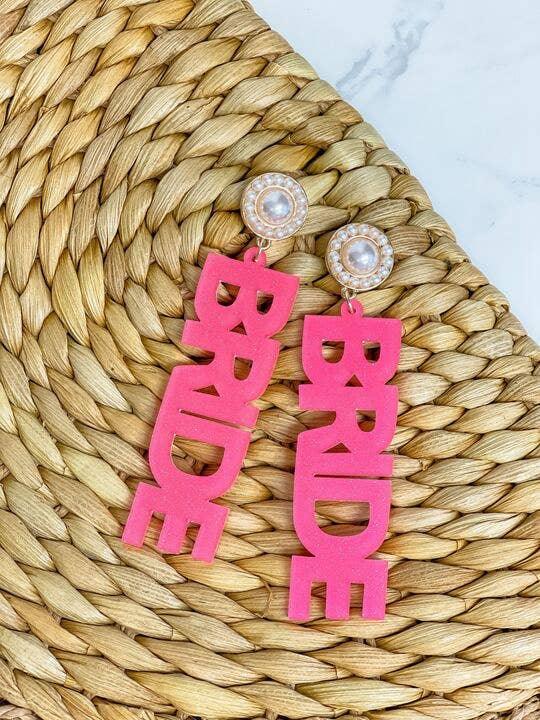 'Bride' Acrylic Glitter Dangle Earrings - The Salty Mare