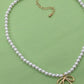 PEARL CHAIN BOW CHARM NECKLACE