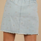 Bow Printed Casual Denim Mini Skirt