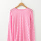 White Mesh Bow Pattern Long Sleeve Top