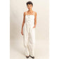 Front Pocket Drawstring Denim Jumpsuit