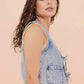 JEAN Acid Washed Denim Front Tie Vest