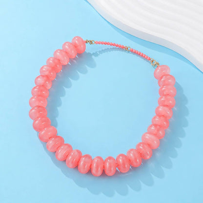 Chunky Beaded Natural Swirl Statement Necklace |