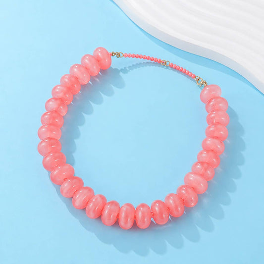 Chunky Beaded Natural Swirl Statement Necklace |
