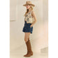 Tiered Denim Shorts with Front Buttons