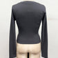 Studded V-Neck Long Sleeve Top