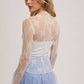 FLORAL EMBROIDERY LACE MESH LAYERING TOP