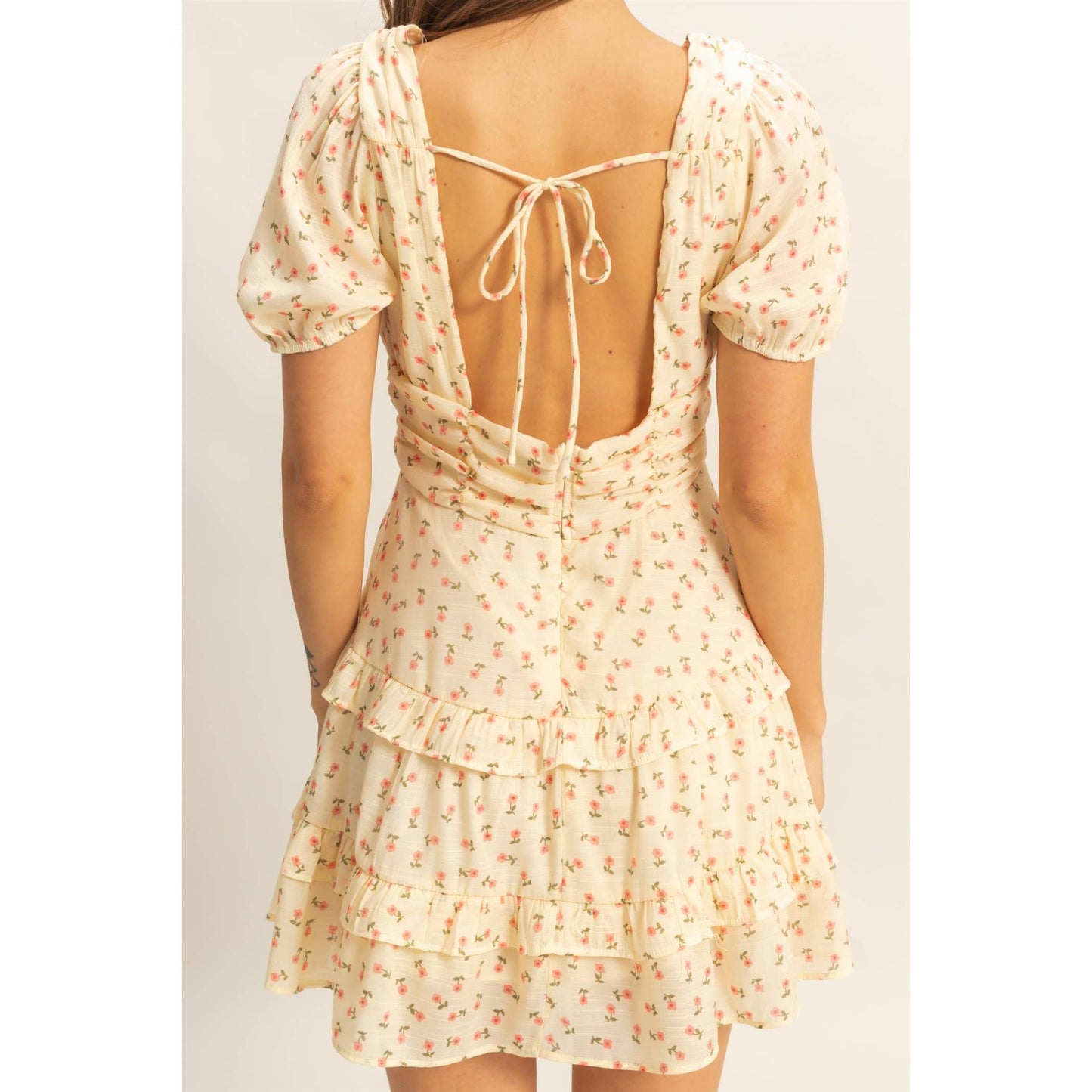 Ditsy Floral Print Tiered Mini Dress