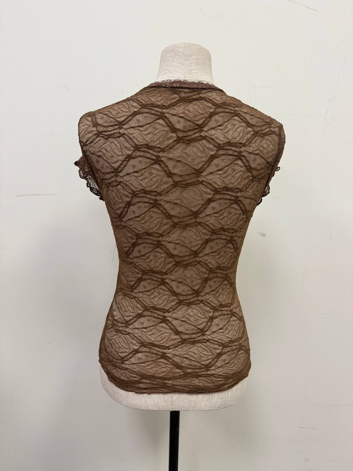 Mock Neck Lace Mesh Top