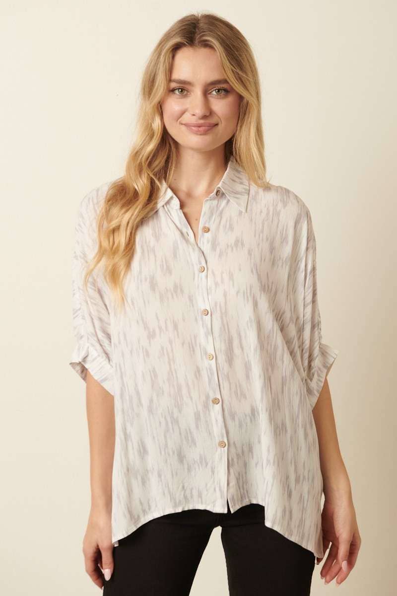 GAUZE BUBBLE DOLMAN SLEEVE BLOUSE