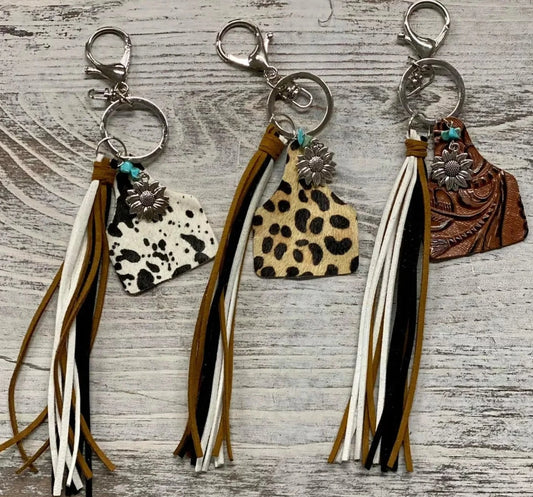 Cow Tag Tassel Keychain - The Salty Mare