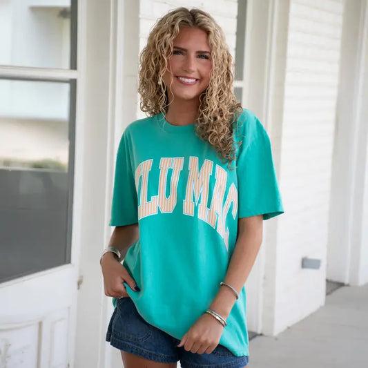 Lulu Mac Tee - Stripe Cream Sickle Sky/Island Green