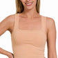 Cotton Square Neck Cropped Cami Top