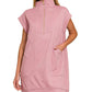 Knit Jacquard Quarter Zipper Mini Dress