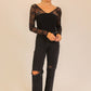 Lace Sleeve V-Neck Top