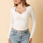 TWIST FRONT LONG SLEEVE KNIT TOP
