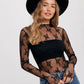 FLORAL EMBROIDERY LACE MESH LAYERING TOP