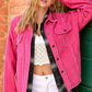 Washed Corduroy Oversized Button-Down Jacket
