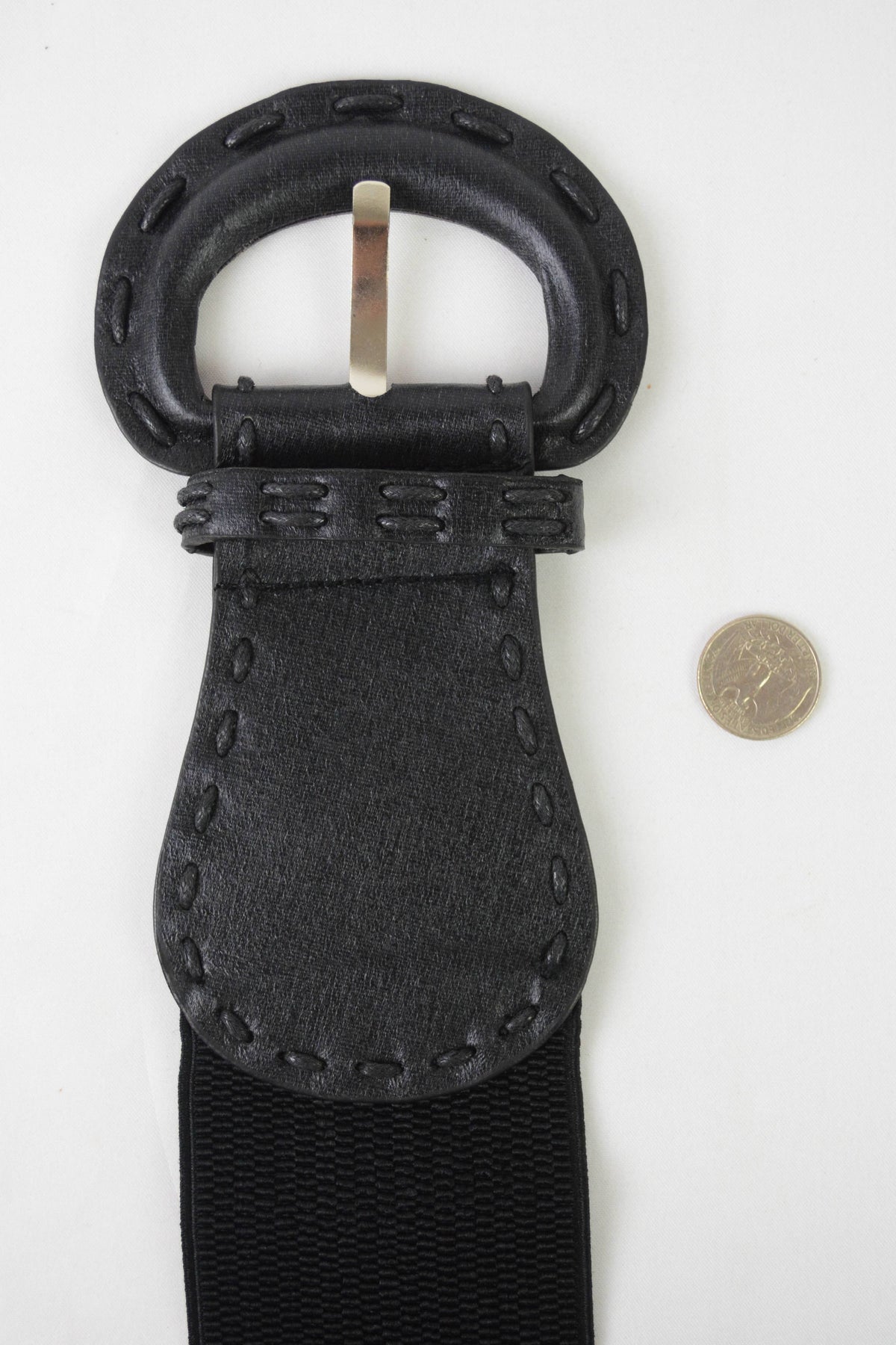 Distressed Wide Stitch Elastic Belt - Western Chic Style