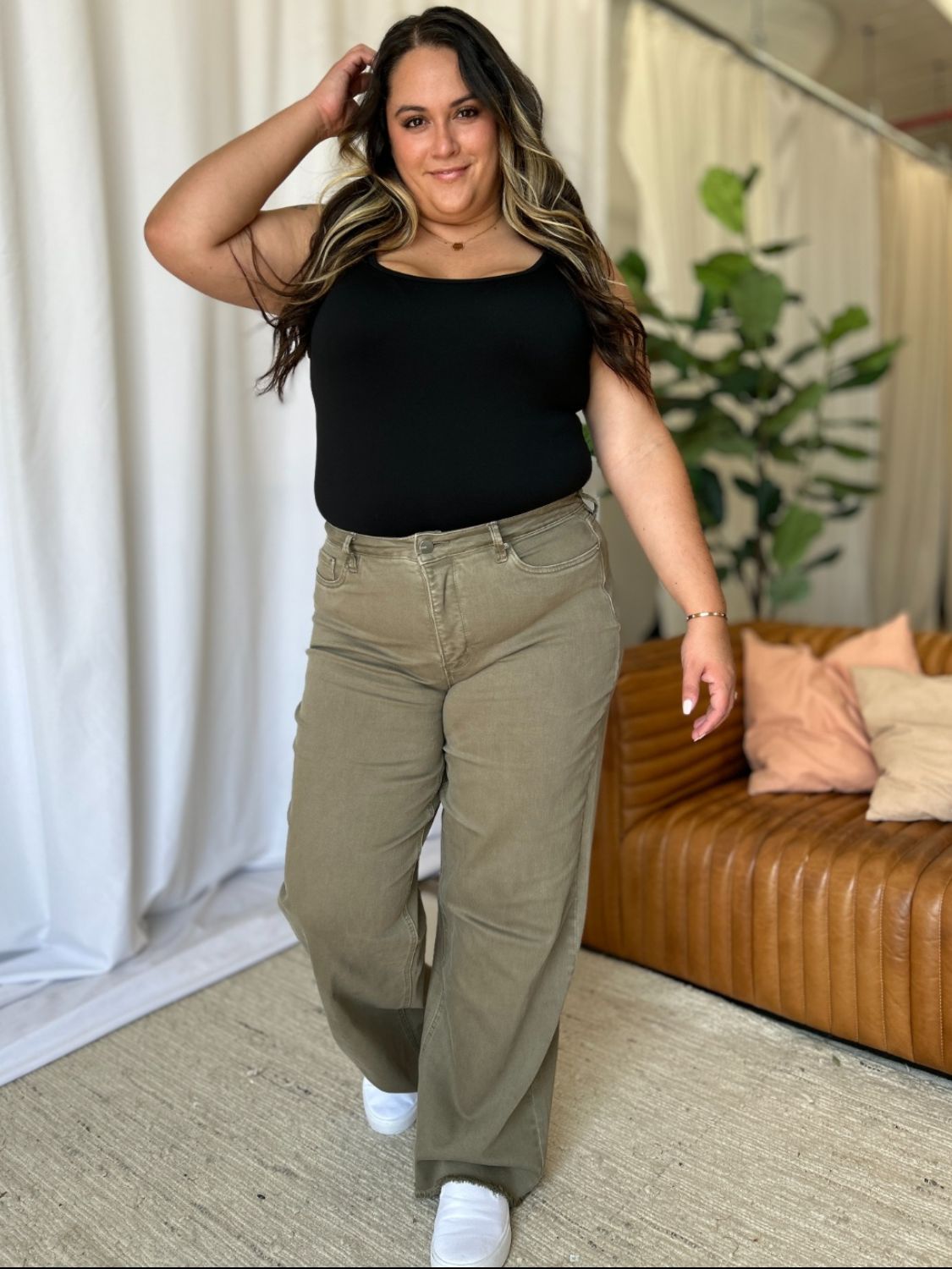 RFM High Rise Garment Dye Wide Flare Jeans