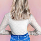White Mesh Bow Pattern Long Sleeve Top