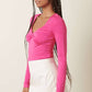 TWIST FRONT LONG SLEEVE KNIT TOP