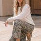 Camo Wide Leg Utility Denim Pants