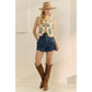 Tiered Denim Shorts with Front Buttons