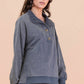 Mock Neck Mineral Washed Knit Causal Top