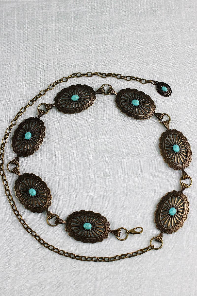 Vintage Turquoise Chain Belt