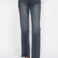 High Waisted Button Fly Hem Distressed Straight