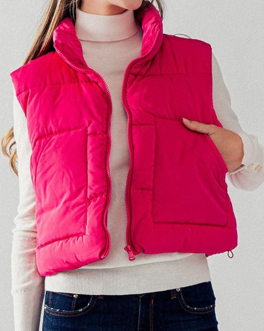 Crop Quilted Puffer Vest - The Salty Mare