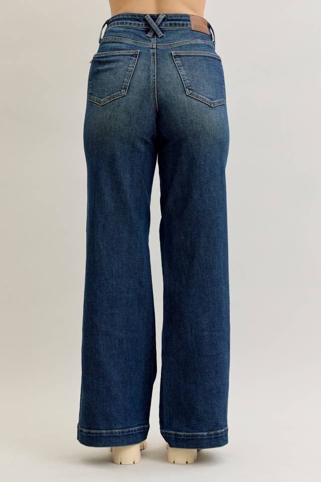 Retro Wide Tummy Control Front Welt Pockets