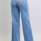 High Waisted Vintage Wash Retro Wide Leg