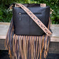 Upcycled LV Cowhide Leather Fringe Crossbody Bag Western