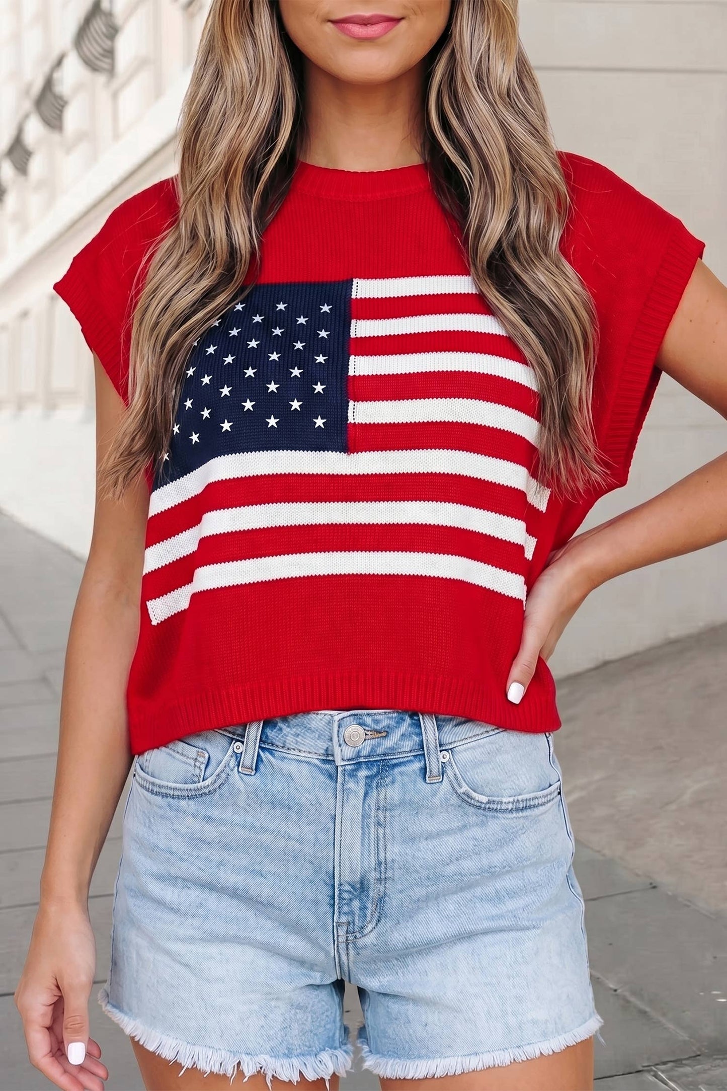 Stars & Stripes Dolman Sleeve Sweater