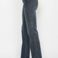 High Waisted Button Fly Hem Distressed Straight