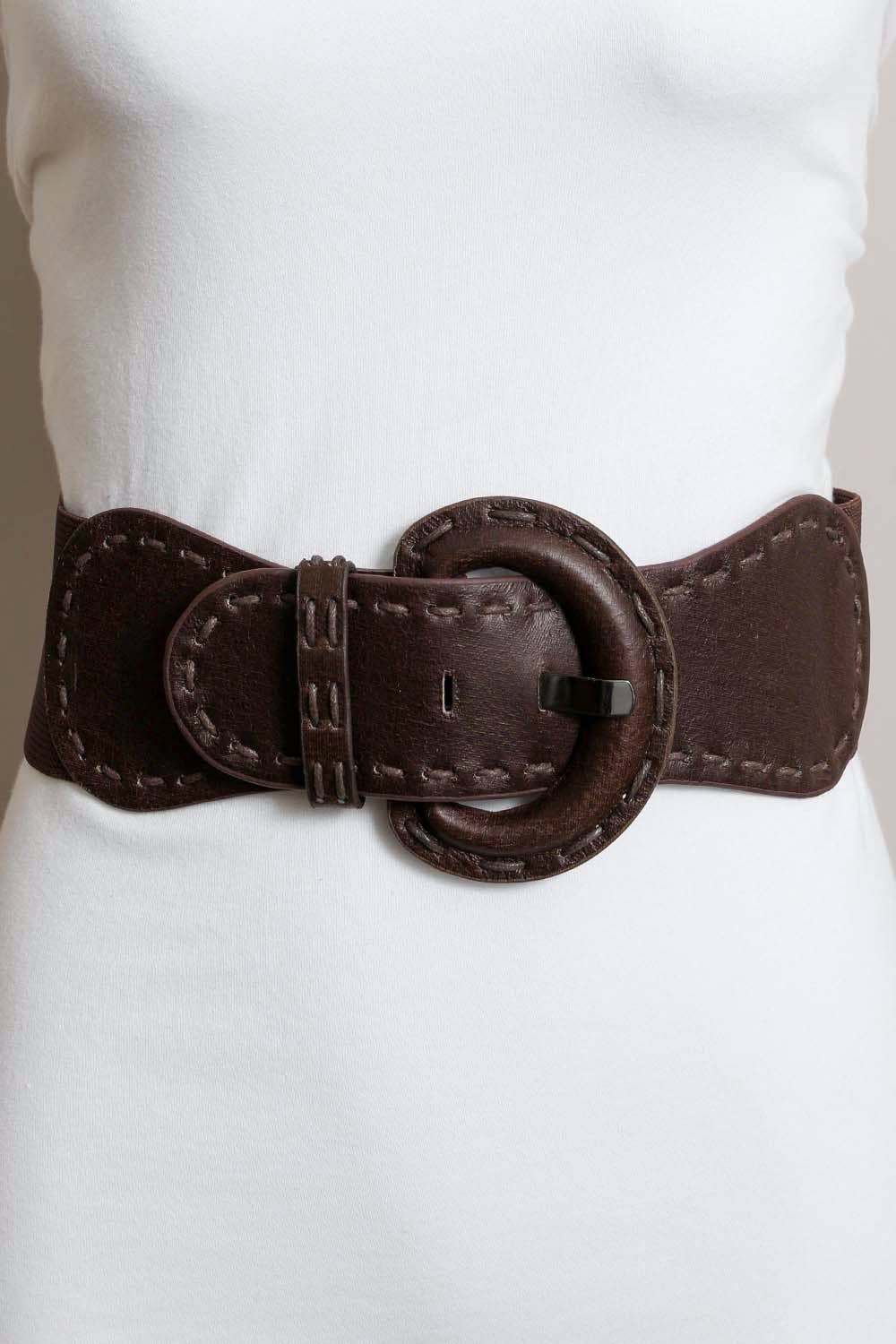 Distressed Wide Stitch Elastic Belt - Western Chic Style